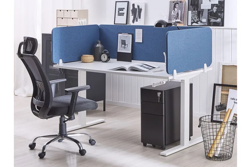 Skjold til skrivebord 160 x 40 cm blå WALLY - Blå - Interiør - Dekorasjon & innredningsdetaljer - Romdelere - Avskjerming skrivebord