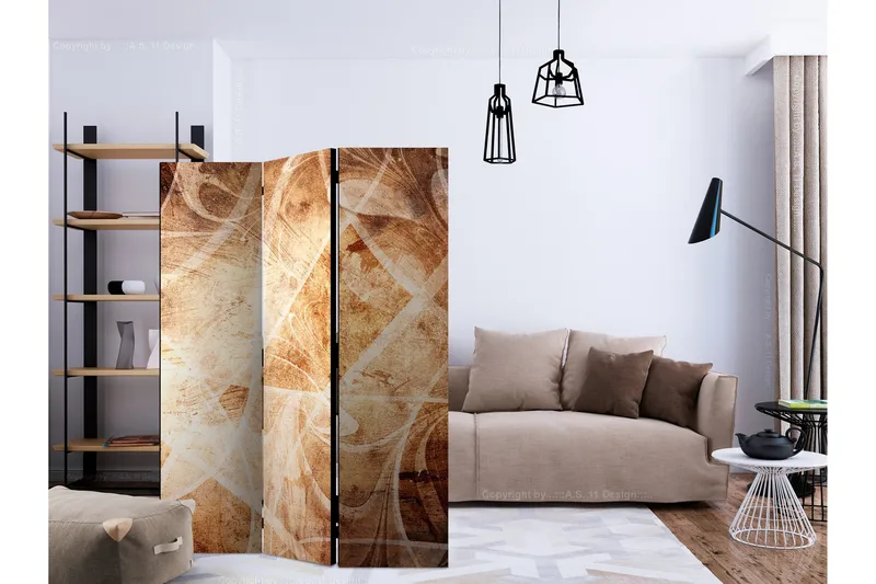 Kadira Sammenleggbar Romdeler 135x172 cm med Abstrakt Mønster i Stoff - Beige|Brun - Interiør - Dekorasjon & innredningsdetaljer - Romdelere
