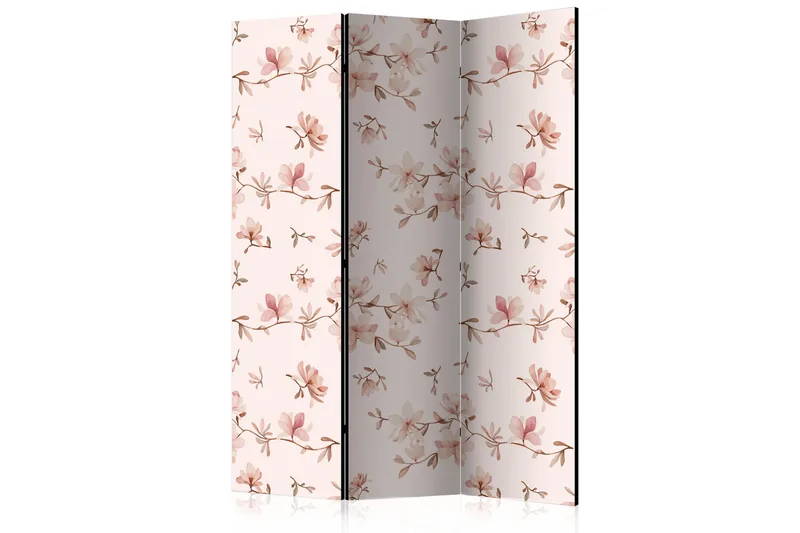 Kadira Sammenleggbar Romdeler 135x172 cm med Magnoliablomster i Stoff, Beige|Rosa