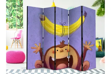 Kadira Sammenleggbar Romdeler 172x225 cm med Ape og Banan i Stoff - Brun|Lilla|Gul - Interiør - Dekorasjon & innredningsdetaljer - Romdelere