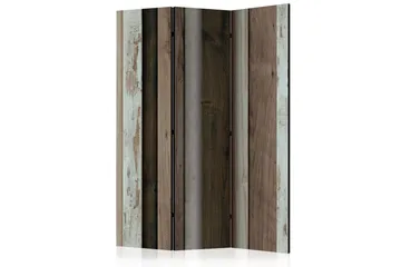Kadira Sammenleggbar Rustikk Romdeler 135x172 cm med Tremønster i Stoff - Grå|Brun - Interiør - Dekorasjon & innredningsdetaljer - Romdelere