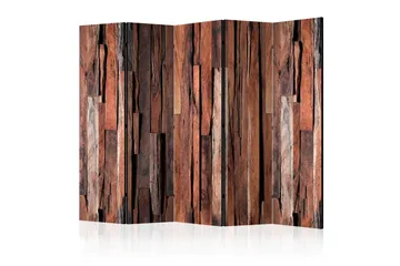 Kadira Sammenleggbar Rustikk Romdeler 172x225 cm med Tremønster i Stoff - Brun - Interiør - Dekorasjon & innredningsdetaljer - Romdelere