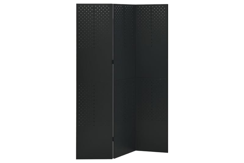 Romdeler 3 paneler svart 120x180 cm stål - Svart - Bretteskjerm - Romdelere