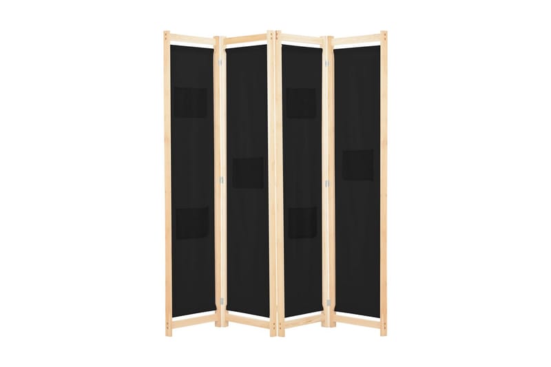 Romdeler 4 paneler svart 160x170x4 cm stoff - Svart - Romdelere - Skjermvegg