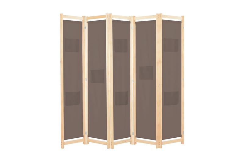 Romdeler 5 paneler brun 200x170x4 cm stoff - Brun - Skjermvegg - Romdelere