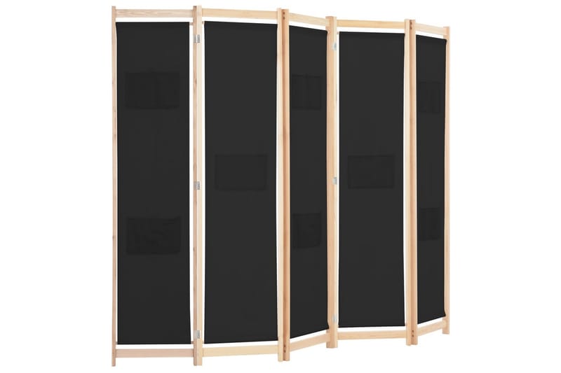 Romdeler 5 paneler svart 200x170x4 cm stoff - Svart - Romdelere - Skjermvegg