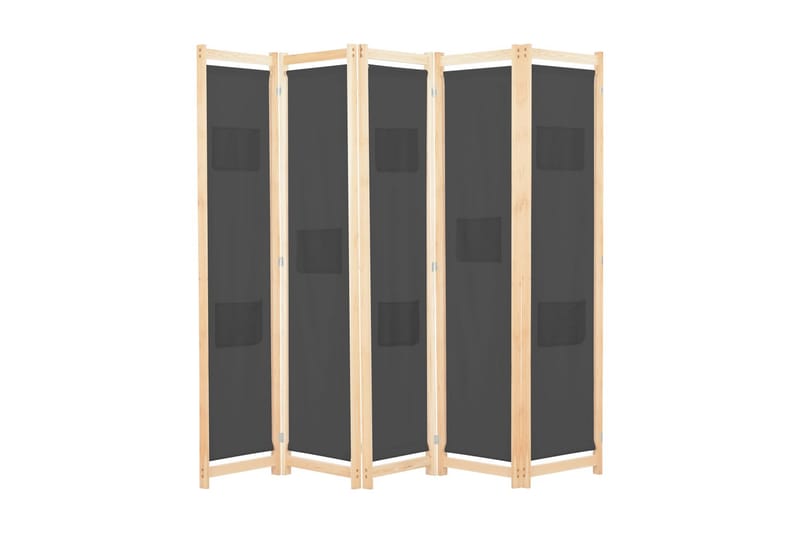 Romdeler 5 paneler grå 200x170x4 cm stoff - Grå - Romdelere - Skjermvegg