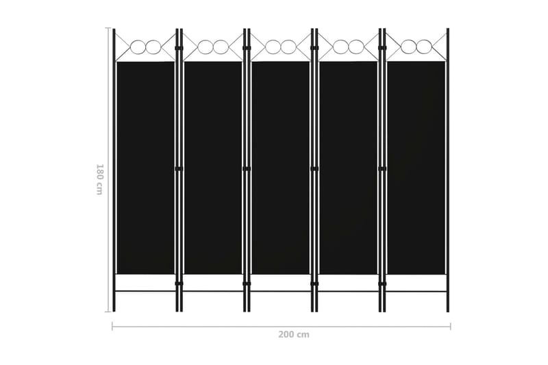 Romdeler 5 paneler svart 200x180 cm - Romdelere - Skjermvegg