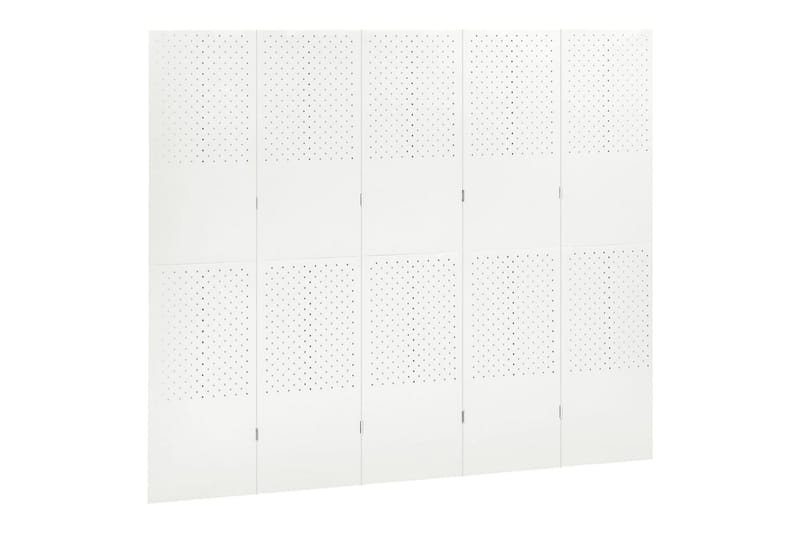 Romdeler 5 paneler hvit 200x180 cm stål - Hvit - Romdelere - Bretteskjerm
