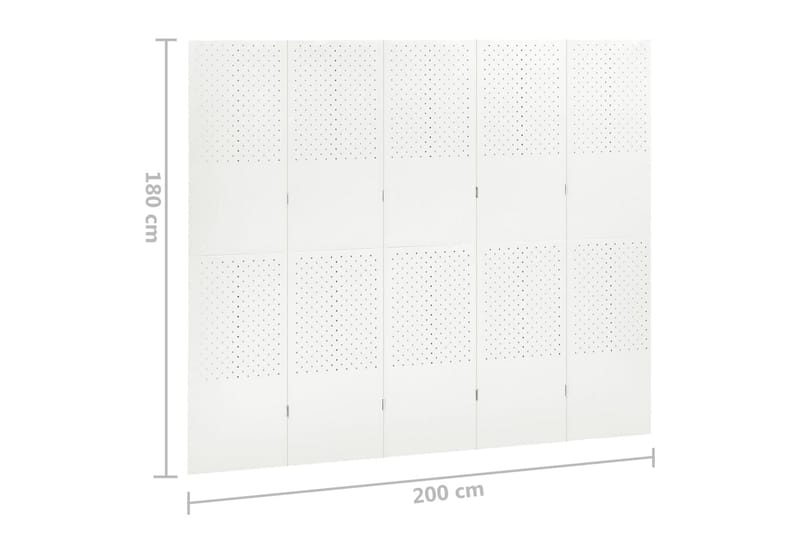 Romdeler 5 paneler hvit 200x180 cm stål - Hvit - Bretteskjerm - Romdelere