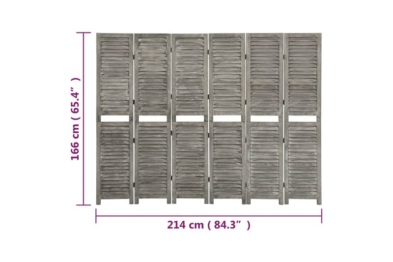 Romdeler 5 paneler grå 214x166 cm heltre - Grå - Romdelere - Skjermvegg