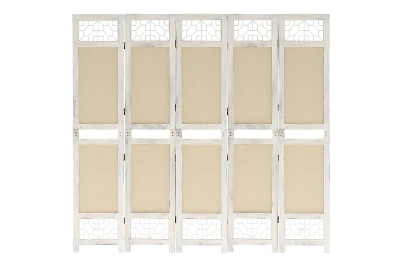Romdeler 5 paneler kremhvit 175x165 cm stoff - Krem - Romdelere - Skjermvegg