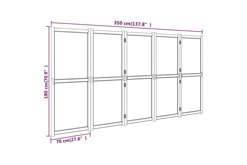 Romdeler 5 paneler kremhvit 350x180 cm - Krem - Romdelere - Skjermvegg
