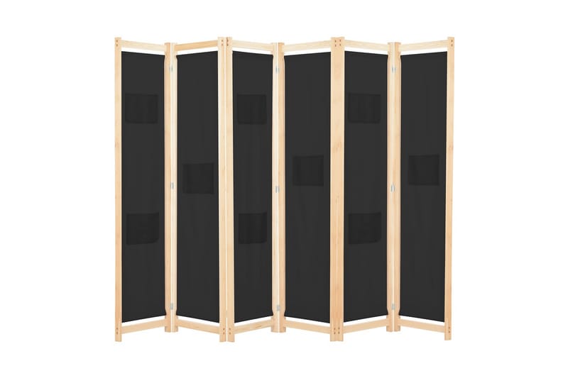 Romdeler 6 paneler svart 240x170x4 cm stoff - Svart - Skjermvegg - Romdelere