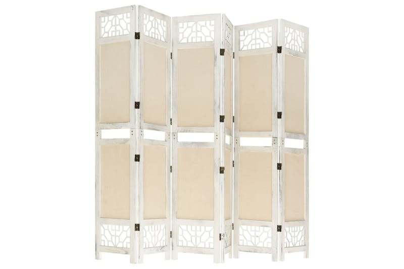 Romdeler 6 paneler kremhvit 210x165 cm stoff - Krem - Skjermvegg - Romdelere
