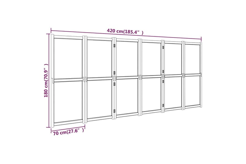 Romdeler 6 paneler kremhvit 420x180 cm - Krem - Romdelere - Skjermvegg