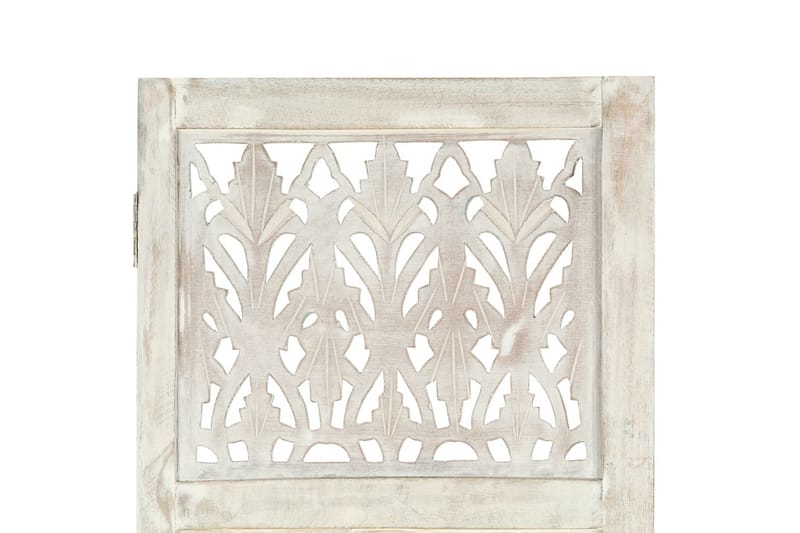 Romdeler håndskåret 5 paneler hvit 200x165 cm heltre mango - Romdelere - Skjermvegg