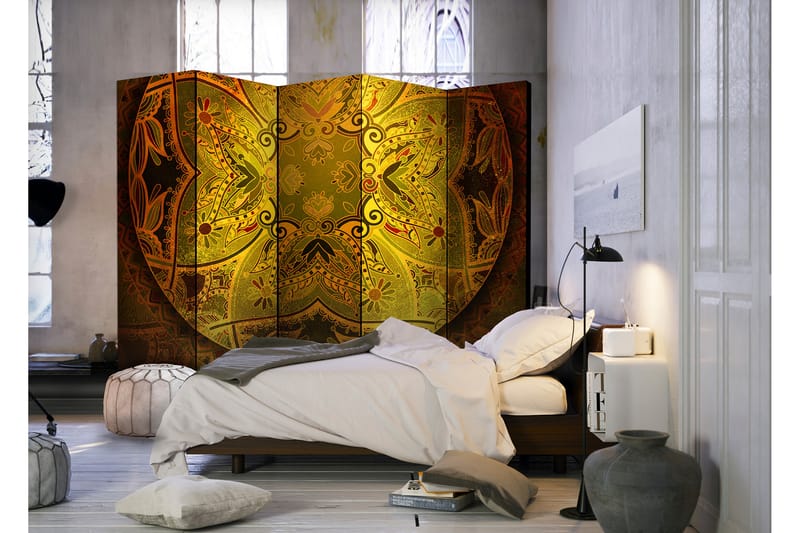 Romdeler Mandala: Golden Power II 222x517 cm - Bretteskjerm - Romdelere