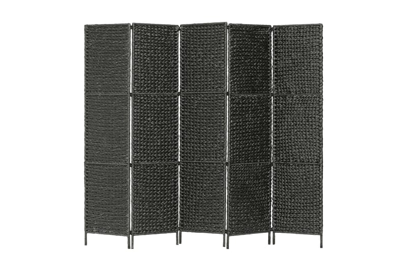 Romdeler med 5 paneler 193x160 cm vannhyacinth svart - Svart - Skjermvegg - Romdelere