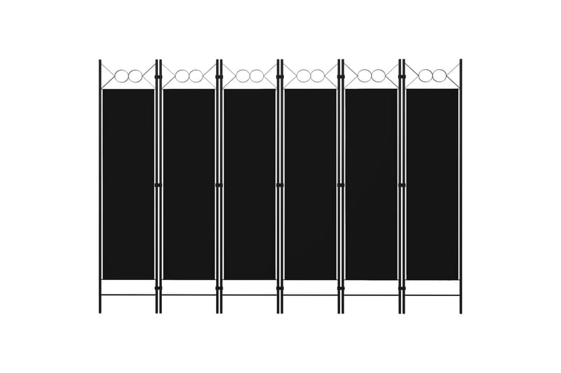 Romdeler med 6 paneler svart 240x180 cm - Skjermvegg - Romdelere