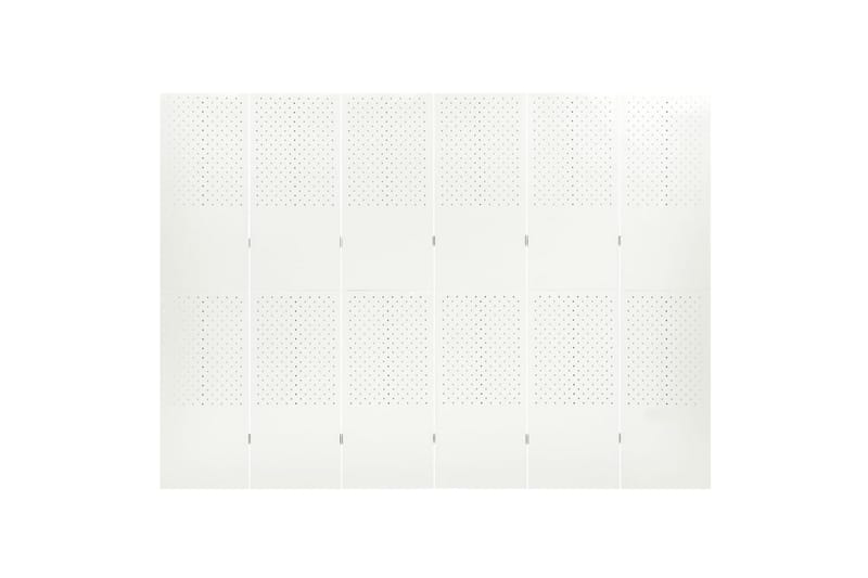 Romdeler med 6 paneler hvit 240x180 cm stål - Hvit - Romdelere - Bretteskjerm