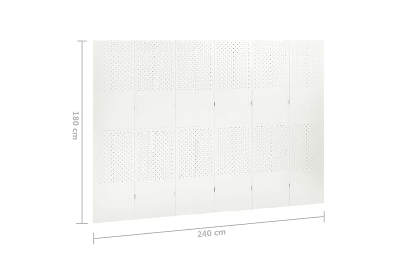 Romdeler med 6 paneler hvit 240x180 cm stål - Hvit - Romdelere - Bretteskjerm