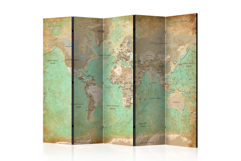Romdeler Turquoise World Map 225x172 - Artgeist sp. z o. o. - Romdelere - Bretteskjerm