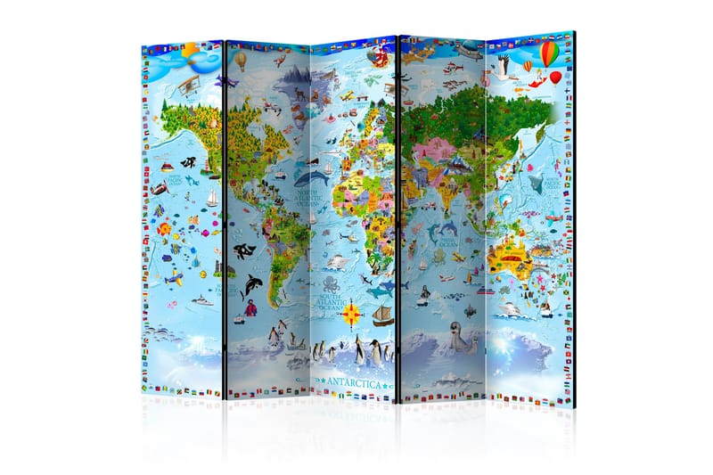 Romdeler World Map For Kids 225x172 - Artgeist sp. z o. o. - Romdelere - Bretteskjerm
