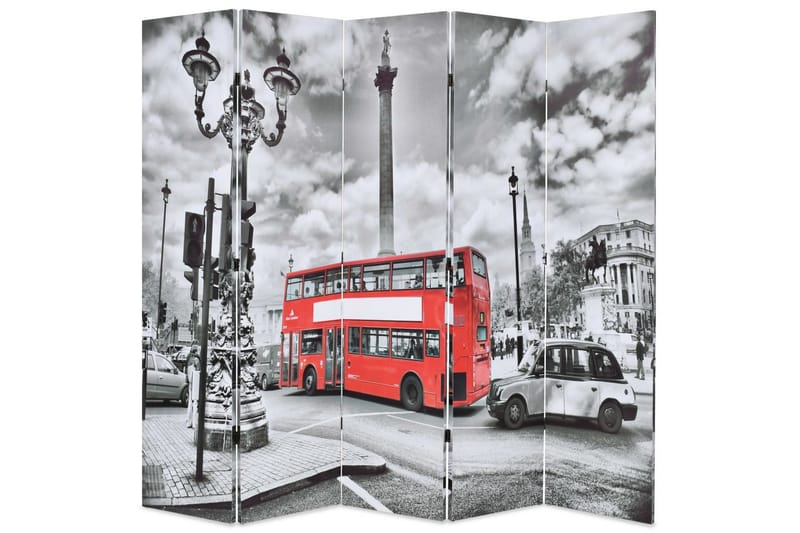 Sammenleggbar romdeler 200x170 cm London buss svart og hvit - Bretteskjerm - Romdelere