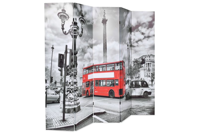 Sammenleggbar romdeler 200x170 cm London buss svart og hvit - Bretteskjerm - Romdelere