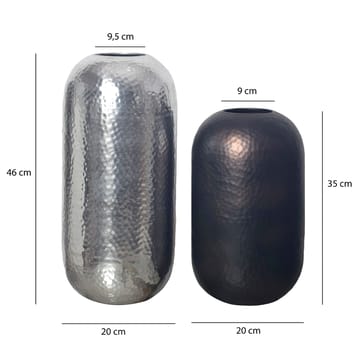 Corara Vase 46 cm Sett med 2 - Sølvfarget og svart bronse - Interiør - Dekorasjon & innredningsdetaljer - Vas - Sylindervase