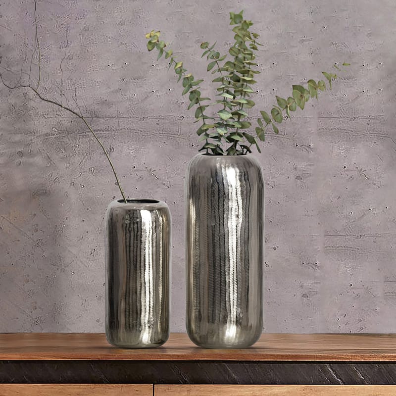 Dalaro Vase 40 cm Sett med 2 - Sølvfarget - Interiør - Dekorasjon & innredningsdetaljer - Vas - Sylindervase