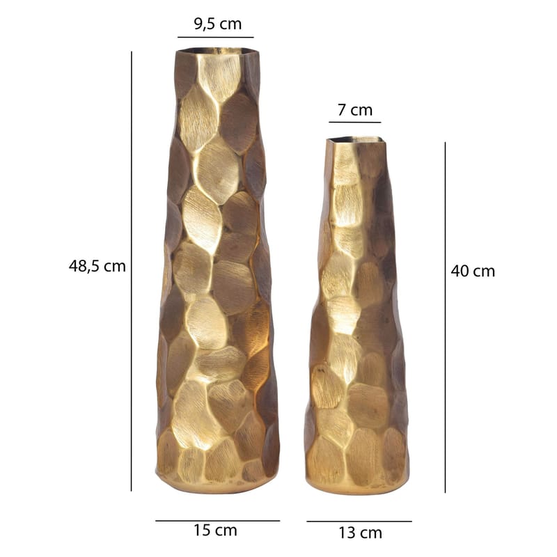 Daluna Vase 49 cm sett med 2 - Gullfarget - Interiør - Dekorasjon & innredningsdetaljer - Vas - Sylindervase