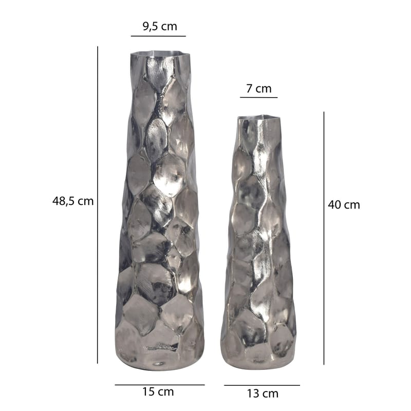 Daluna Vase 49 cm sett med 2 - Sølvfarget - Interiør - Dekorasjon & innredningsdetaljer - Vas - Sylindervase