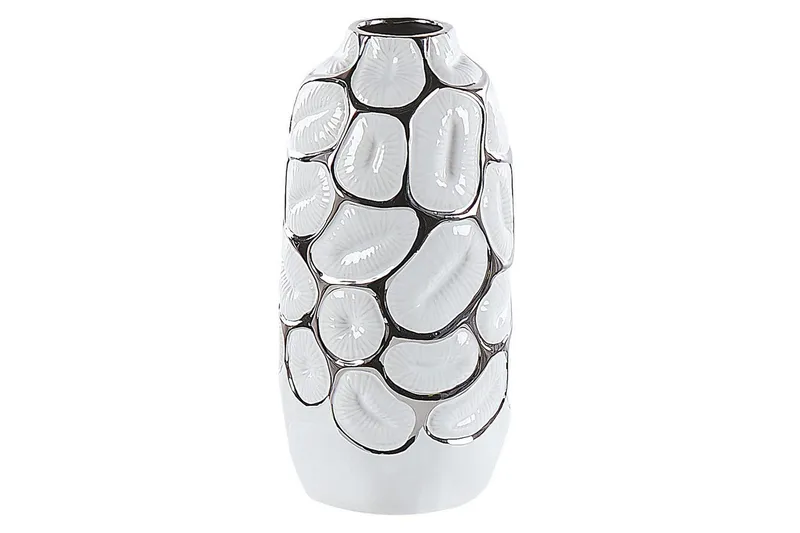 Dekorationsvas Beliani Cenabum 13x13x28 cm White||Chrome