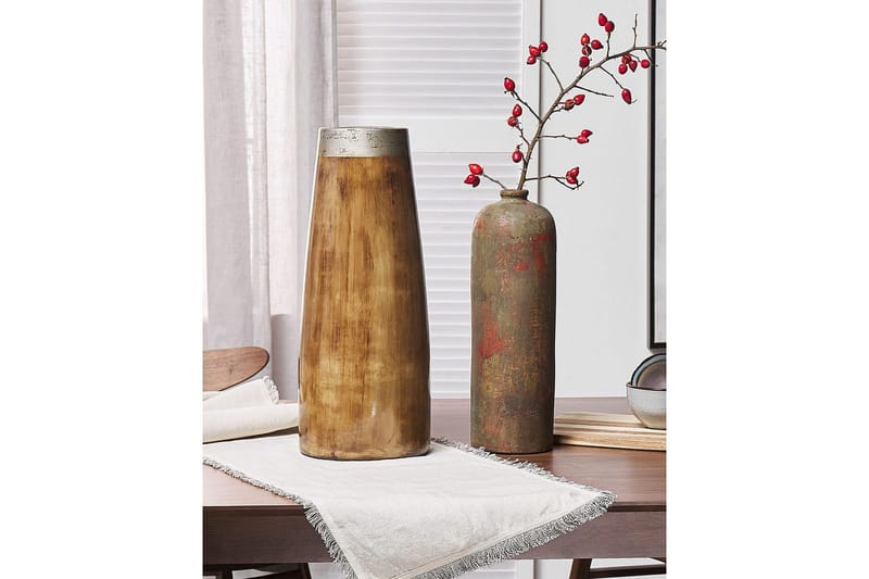 Dekorationsvas Beliani Cyrene Dark colored wood||Silver - Interiør - Dekorasjon & innredningsdetaljer - Vas - Blomstervase