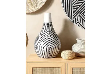 Dekorationsvas Beliani Ombilin White||Black - Interiør - Dekorasjon & innredningsdetaljer - Vas - Blomstervase