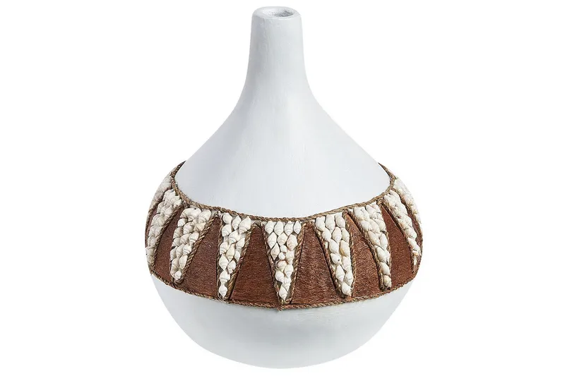 Dekorationsvas Beliani Simpang Cream white||Dark colored wood