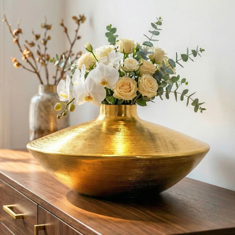 Helin bordsvase 35 cm i aluminium - Gull - Interiør - Dekorasjon & innredningsdetaljer - Vas - Blomstervase