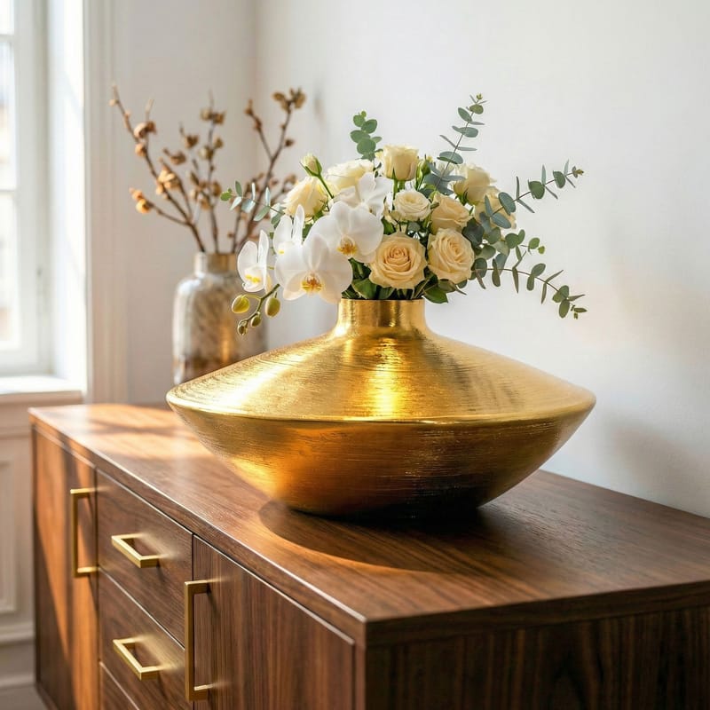 Helin bordsvase 35 cm i aluminium - Gull - Interiør - Dekorasjon & innredningsdetaljer - Vas - Blomstervase