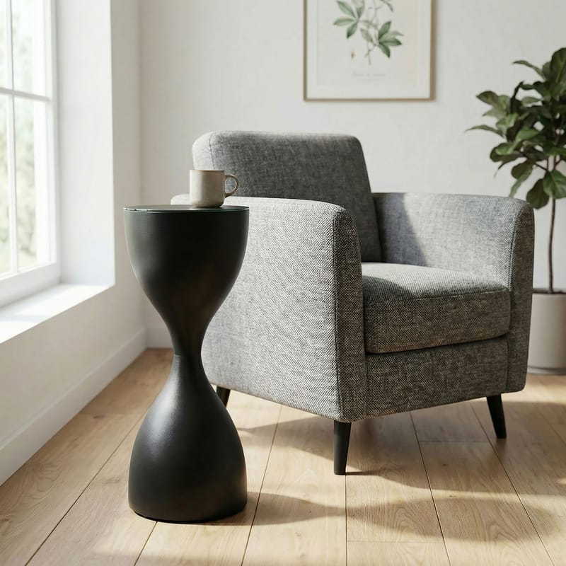 Relvik rundt sidebord 23 cm i metall og glass - Svart - Interiør - Dekorasjon & innredningsdetaljer - Vas - Blomstervase