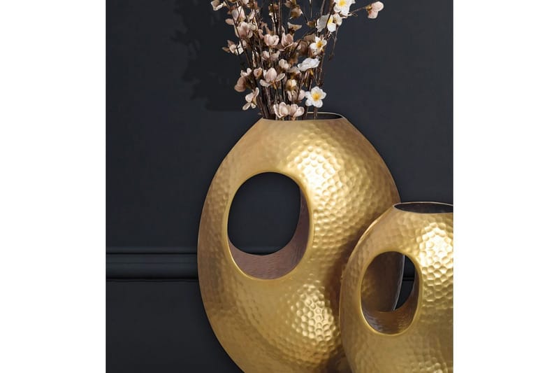 Vase Wohnling Sett av 2 Aluminium Hamret utseende, moderne loftstil Gull - Gull - Interiør - Dekorasjon & innredningsdetaljer - Vas - Blomstervase