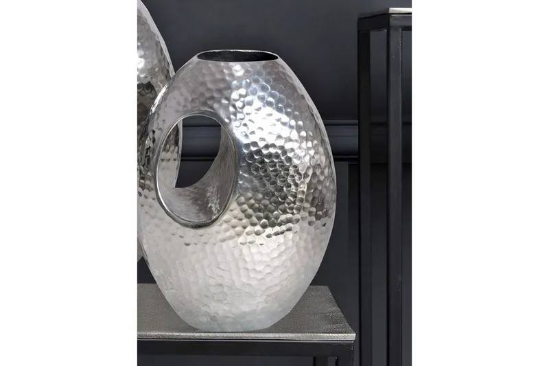 Vase Wohnling Sett av 2 Aluminium Hamret utseende, moderne loftstil Sølv - Sølv - Interiør - Dekorasjon & innredningsdetaljer - Vas - Blomstervase