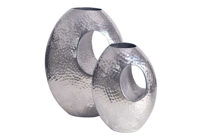Vase Wohnling Sett av 2 Aluminium Hamret utseende, moderne loftstil Sølv - Sølv - Interiør - Dekorasjon & innredningsdetaljer - Vas - Blomstervase