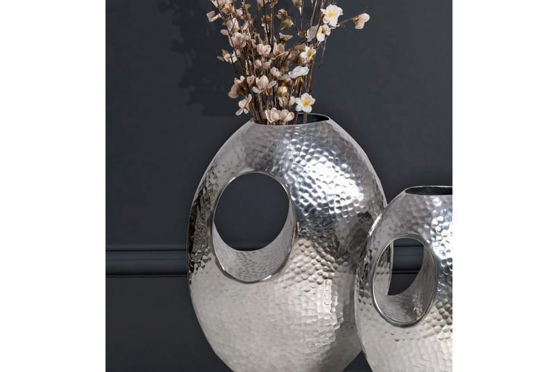 Vase Wohnling Sett av 2 Aluminium Hamret utseende, moderne loftstil Sølv - Sølv - Interiør - Dekorasjon & innredningsdetaljer - Vas - Blomstervase