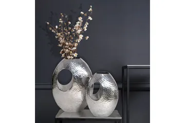 Vase Wohnling Sett av 2 Aluminium Hamret utseende, moderne loftstil Sølv - Sølv - Interiør - Dekorasjon & innredningsdetaljer - Vas - Blomstervase