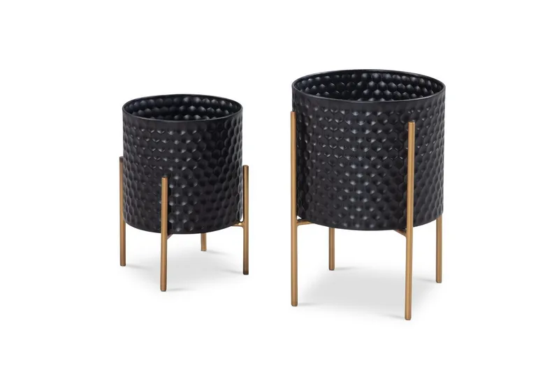 Vase Wohnling Sett av 2 Aluminium Blomster Plantepotte 3D Sirkel Overflate Moderne