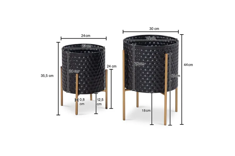 Vase Wohnling Sett av 2 Aluminium Blomster Plantepotte 3D Sirkel Overflate Moderne - Interiør - Dekorasjon & innredningsdetaljer - Krukker