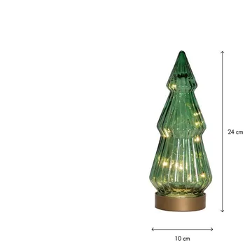 Verde juledekorasjon i glass 24 cm - transparent mørkegrønn med gullfarget sokkel - Interiør - Dekorasjon & innredningsdetaljer - Julepynt & juledekorasjon