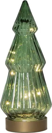 Verde juledekorasjon i glass 24 cm - transparent mørkegrønn med gullfarget sokkel - Interiør - Dekorasjon & innredningsdetaljer - Julepynt & juledekorasjon